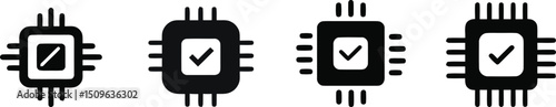 Vector illustration of a CPU chip with power circuit on a plain white background

