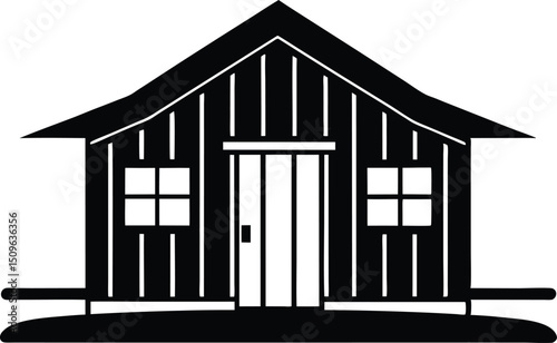 Farm house shed silhouette, Farm house logo design agriculture symbol silhouette vector illustration