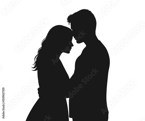 A couple in love. Silhouette vector
