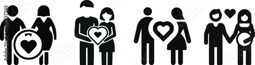 Vector illustration of a couple forming a heart shape

