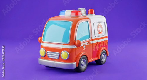 Wallpaper Mural Cartoon ambulance standing by, ready for emergency rescue missions Torontodigital.ca