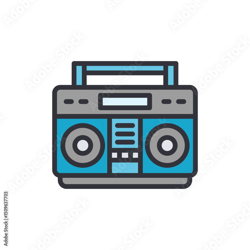 Stylish Boombox Illustration With Retro Design On Transparent Backdrop