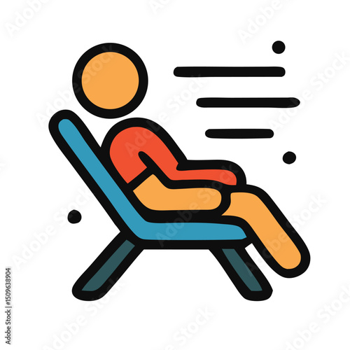 Person relaxing on a beach chair. Suitable for travel brochures, vacation websites, relaxation themed content, summer promotions, and wellness products.