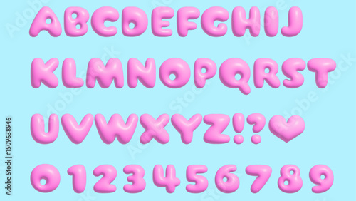 3D Bubble Pink Alphabet Letters – A to Z with Symbols