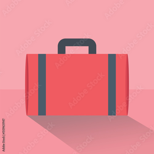 Red Luggage: A clean and stylish illustration of a vibrant red suitcase, ready for adventure against a solid pink backdrop, creating a sense of anticipation and travel.