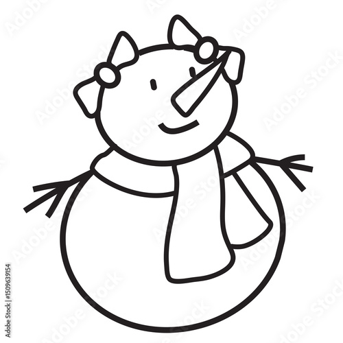 Funny stick  figure snowman vector cartoon illustration