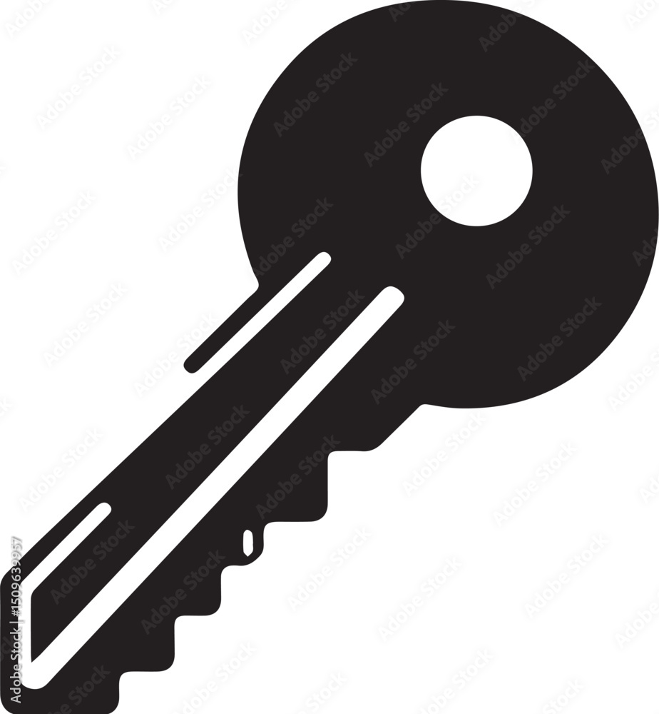 key silhouette, black and white vector key silhouette, black and white vector