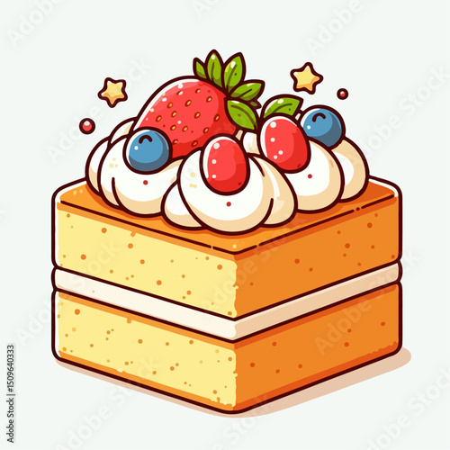 steamed sponge cake vector illustration