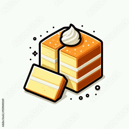 steamed sponge cake vector illustration