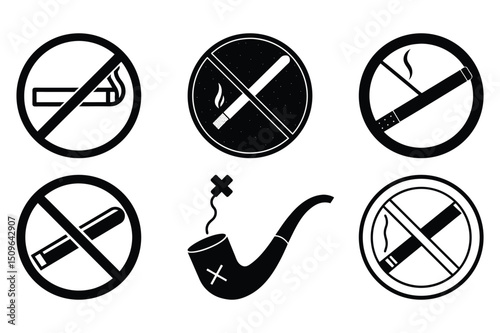 No Smoking icon Set Vector illustration