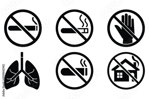 No Smoking icon Set Vector illustration