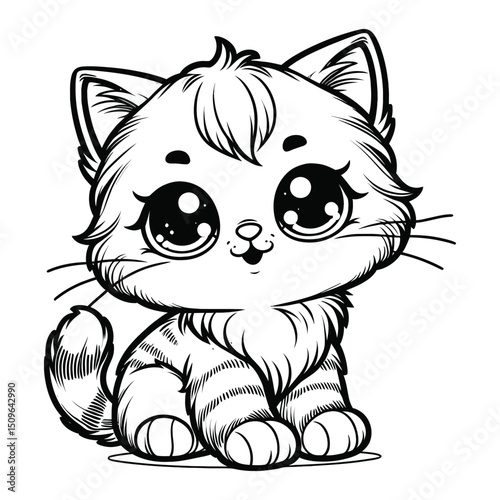 Cute Cat Kitten Sketch Illustration