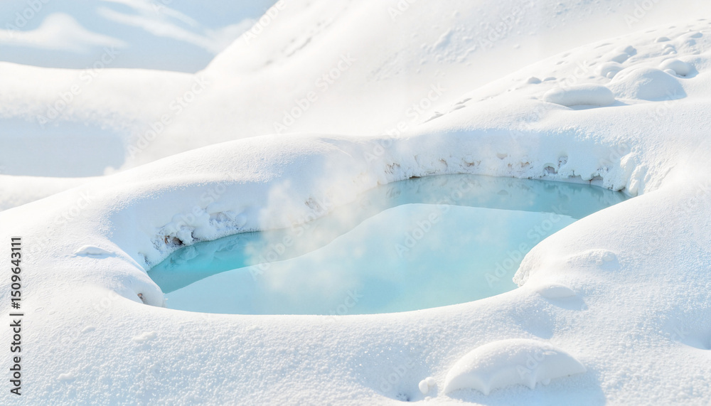 Obraz premium Hot spring pool surrounded by snow in the Japanese Alps for Mountain Day 