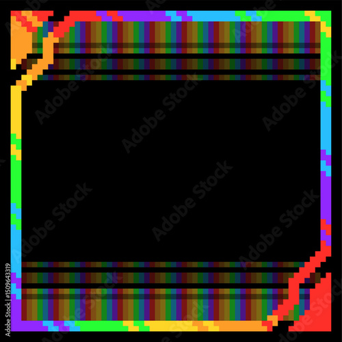 Bright Rainbow Prism Gradient Frame with Lit Rainbow Lights, Black Background