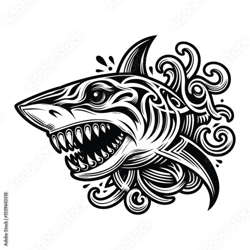Black and White Shark Illustration