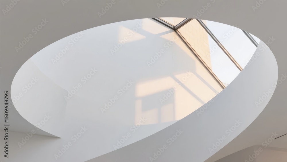 Fototapeta premium Curved Architectural Element with Skylight Reflection