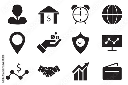 Business icons set. Icons for business, management, finance, strategy and marketing.