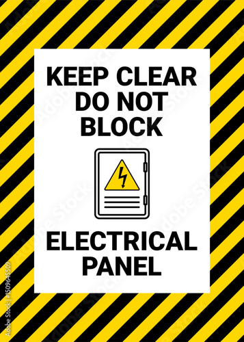 Keep Clear Do Not Block Electrical Panel Floor Sign