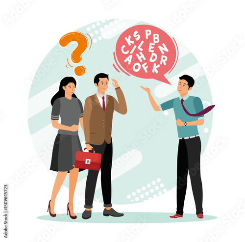 complicated conversation concept.Communicate with technical word or hard to understand language.