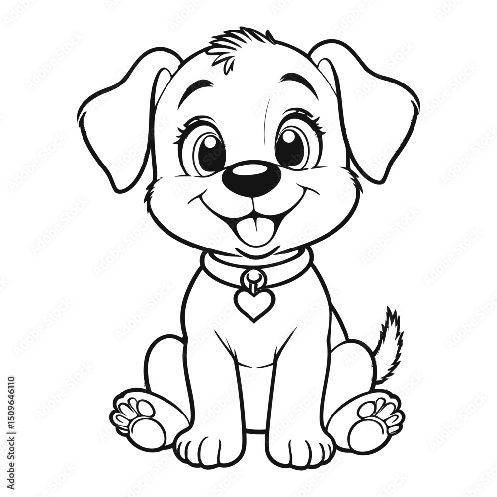Fototapeta premium Cartoon puppy sitting illustration