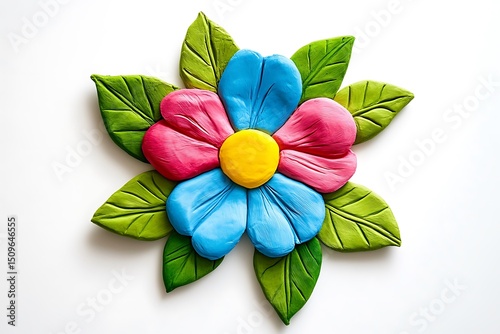 Colorful clay flower craft handmade decoration
