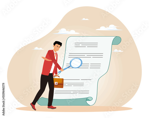 Search for document files concept, document checking.