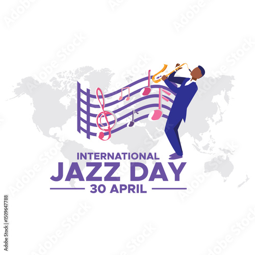 International Jazz Day celebration. International Jazz Day Vector. Flat World Jazz Day background design. April 30. vector illustration, poster, banner, flyer, greeting, invitation, and event.