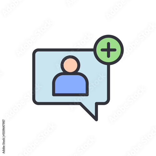 New Contact Addition Symbol Within Chat Bubble Conceptual Icon
