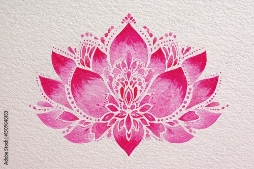 Pink Lotus Mandala Watercolor Painting