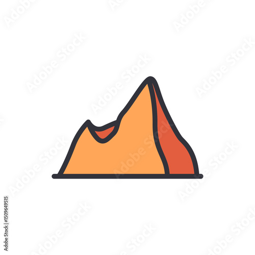 Isolated Mountain Peak Illustration With A Simple Cartoon Design