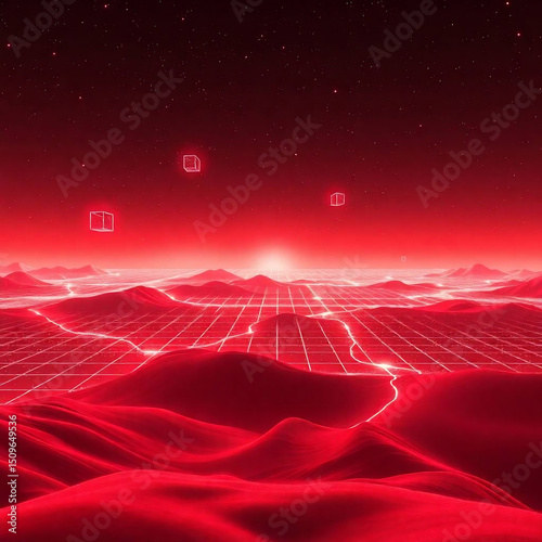 Abstract Digital Landscape with Infrared Tones and Strong Contrasts


