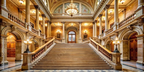 Grand staircase with ornate details and columns , grandeur, staircase,  grandeur
