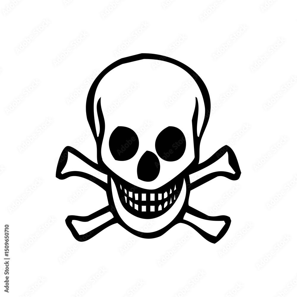 Skull and Crossbones Icon – Toxic Danger Warning Vector Skull and Crossbones Icon – Toxic Danger Warning Vector