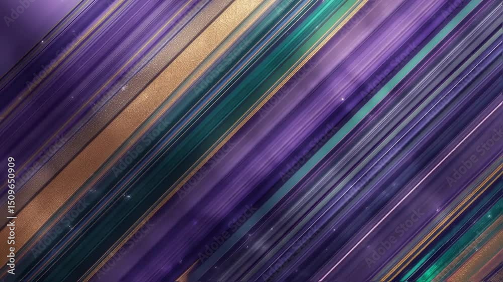 Abstract Diagonal Stripes in Purple, Teal, and Gold