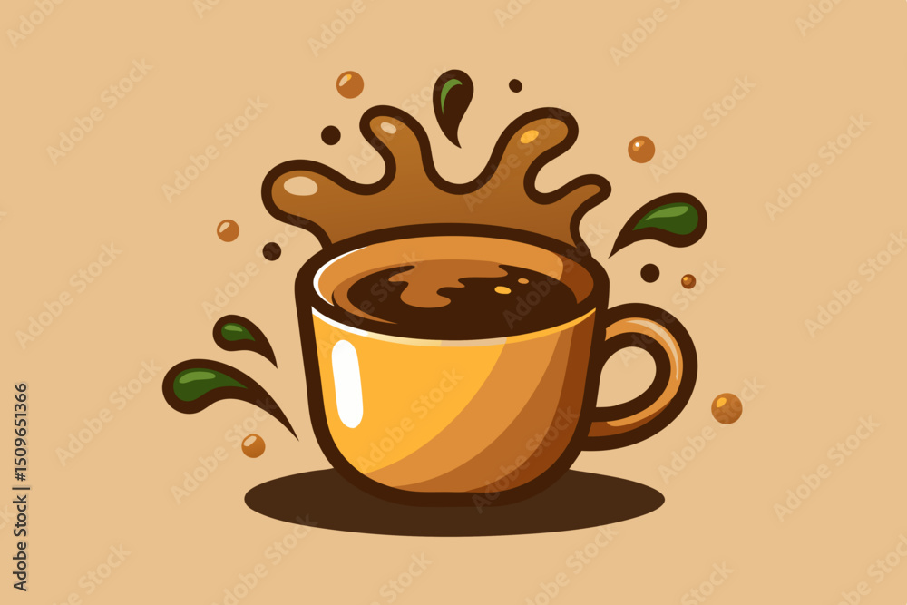 Obraz premium splashins coffee cup vector sign