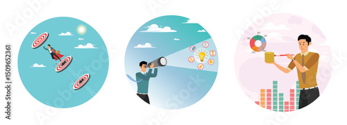 Challenge or aspiration concept to success. Product discovery. Data cleansing process to arrange.