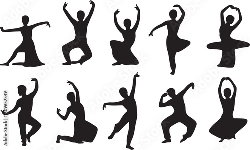 vector silhouettes of dancing people