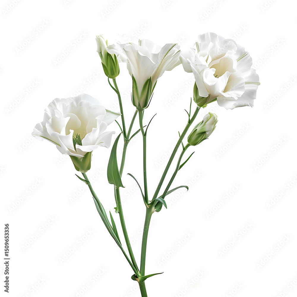 Fototapeta premium White Lisianthus Isolated on White Background. Beautiful Lisianthus Flower