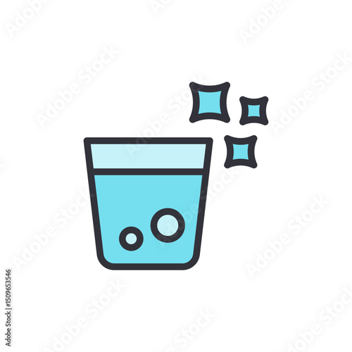 Refreshing Glass Of Sparkling Water Illustration With Cleanliness Symbols