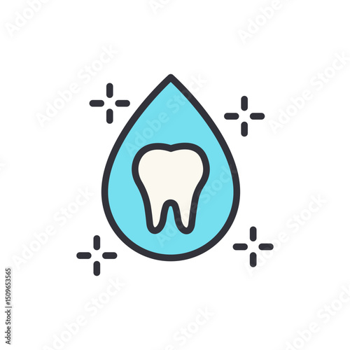 Tooth In Drop Icon Representing Dental Health And Hygiene Concept