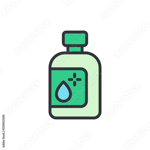 Illustration Of A Bottle Of Sanitizer With A Drop Icon
