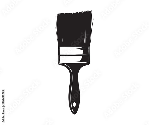 Black paint brush icon. A solid logo vector illustration set against a transparent background.