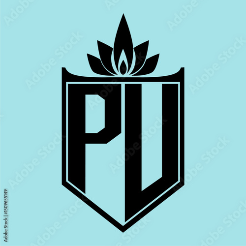 PU Logo with Elegant Crown Symbol and Shield