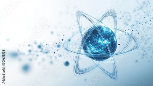 Wallpaper Mural Abstract depiction of an atom's structure in a light blue tone. Torontodigital.ca