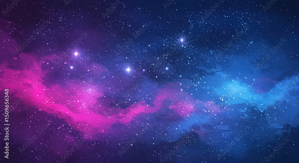 Fototapeta premium Cosmic Nebula: A Celestial Tapestry of Pink and Blue