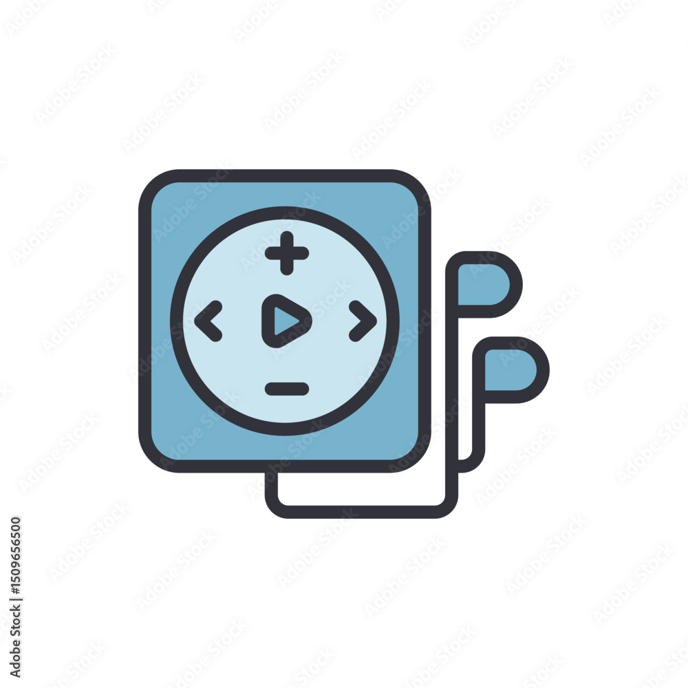 Isolated Vintage Portable Player With Headphones Vector Illustration