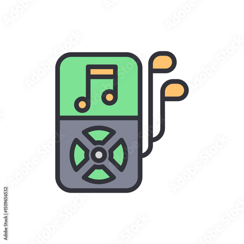 Iconic Portable Music Player Illustration With Headphones On Display
