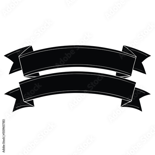Black banner ribbons vector illustration for design elements and decorative projects