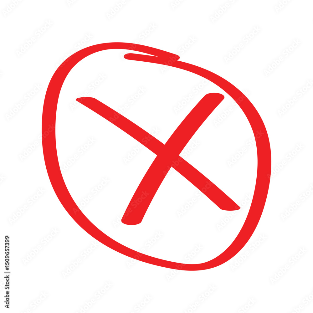 Fototapeta premium Brush Stroke Red Cross with Circle