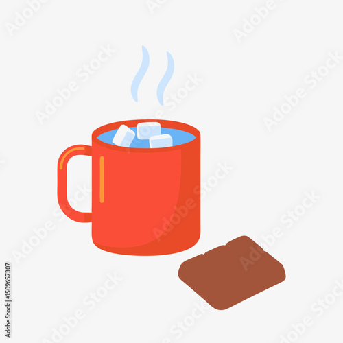 
Hot Chocolate Mug with Marshmallows and Brownie
